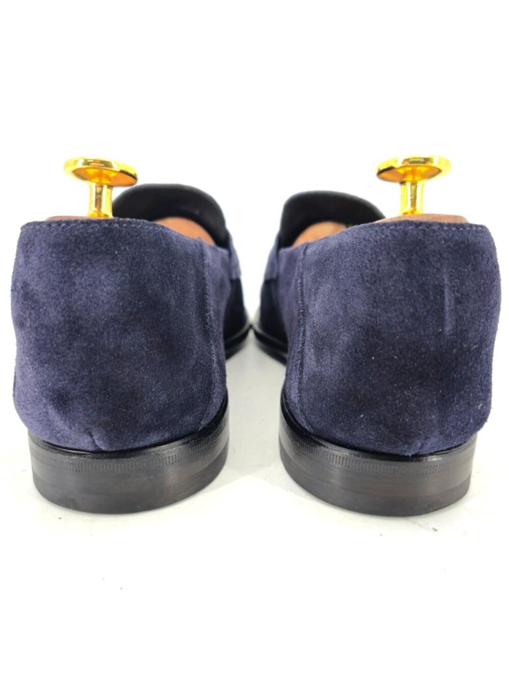 O'Keeffe Italy Dress Shoes Navy Blue Suede Leather Penny Loafers Mens 7 Luxury - Picture 8 of 12